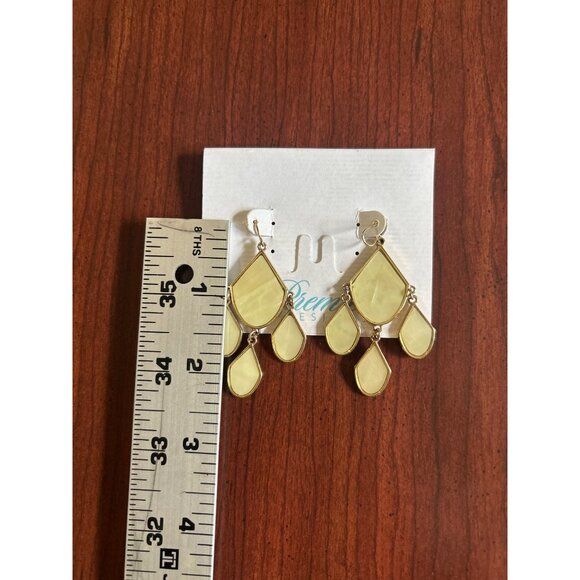 Gold Tone Teardrop Dangle Earrings With Mother Of Pearl Inlay Premier Designs - Picture 6 of 6